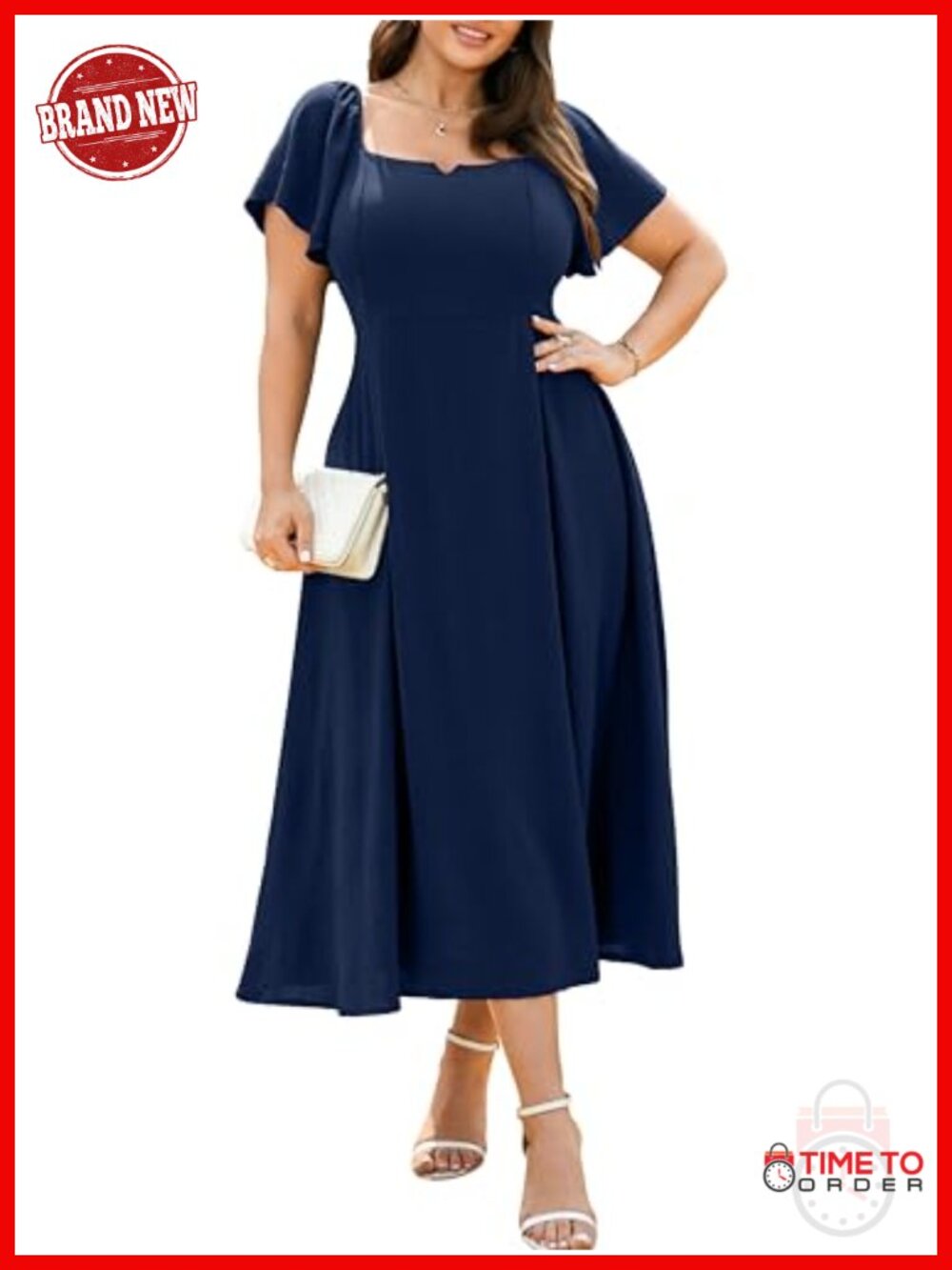 Plus Size Formal Maxi Dress Wedding Guest Cocktail Short Sleeve V-Neck A-Line
